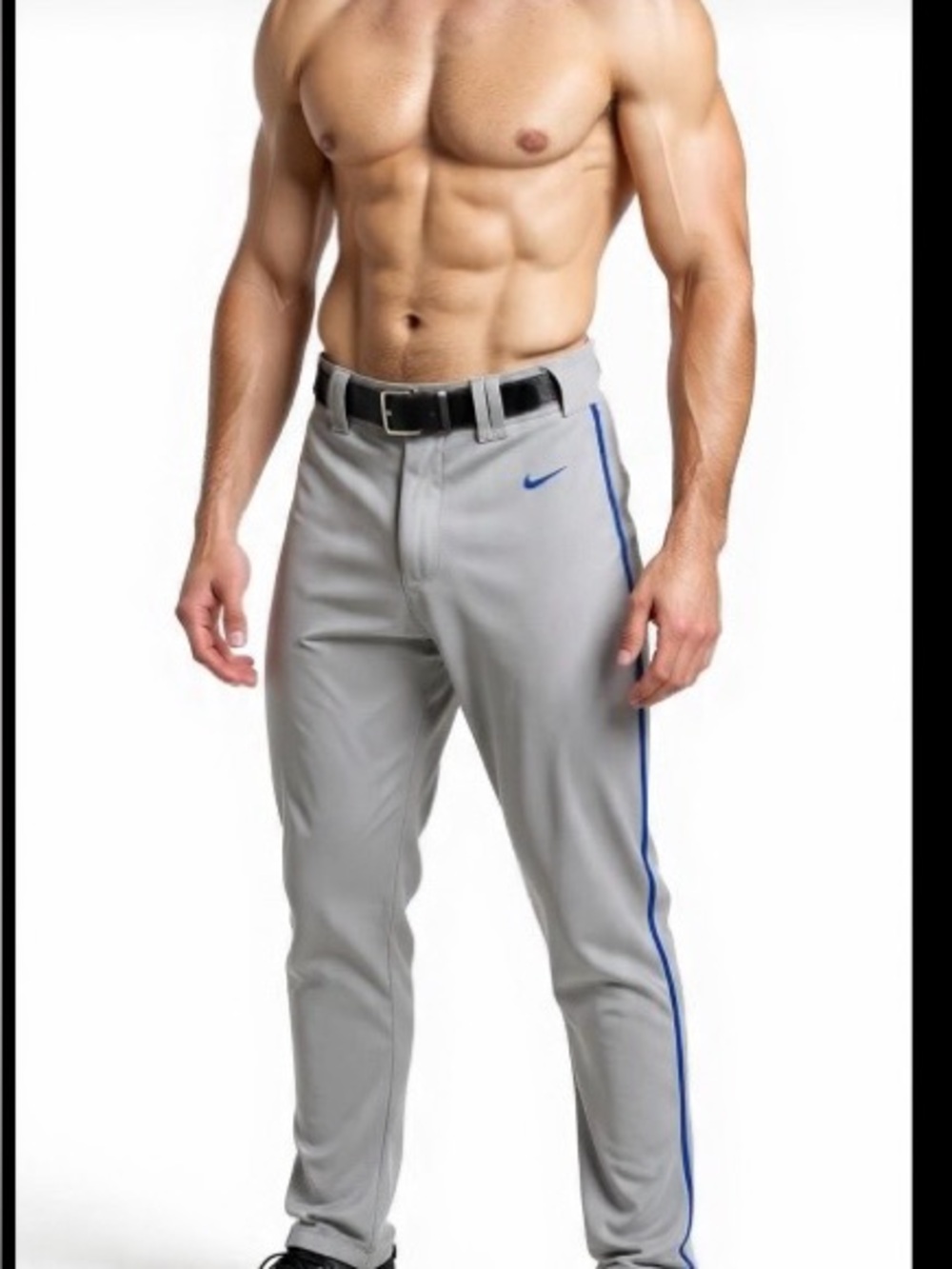 Nike Gray Athletic Pants with Blue Stripe